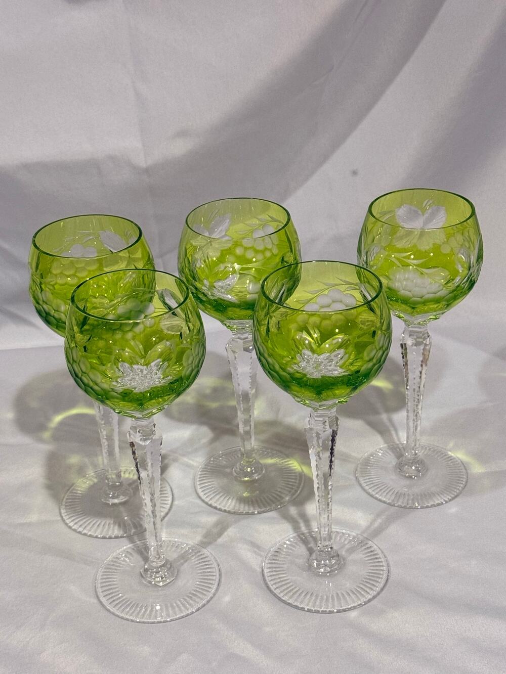 Vintage Nachtmann Traube Chartreuse Wine Hock Goblets Set of 5 Pattern German